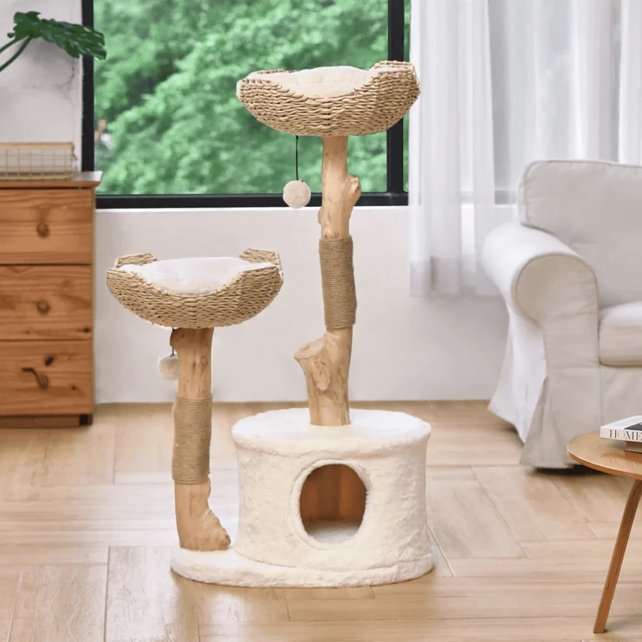 Michu Premium Real Wood Cat Tower
