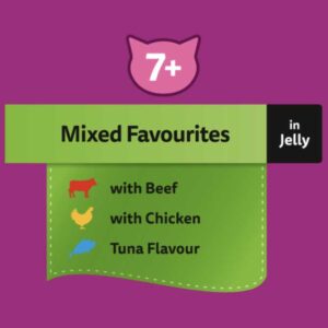 Features - Whiskas 7 Plus Mixed Favourites Jelly Pouches Wet Senior Cat Food